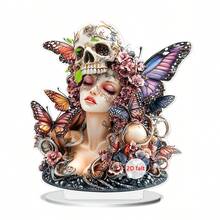 Gothic Butterfly Skull Decor - Acrylic Halloween Centerpiece For Tabletop, Shelf  Party Decor  Dark Aesthetic Art Sculpture, Modern Home Office Decoration