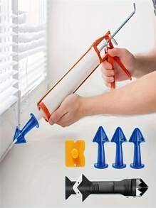 9pcs 4-In-1 Silicone Caulking Tool Set - Multi-Function Stainless Steel Tips, Adjustable Silicone Sealant Nozzle, Grouting Spatula, And Scraper For Kitchen, Bathroom, Window And Sink Joints - Easy Clean And Reusable
