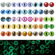 Glow In The Dark Animal Eyes Cabochons - 20 Pairs Mixed Glass Eyes For DIY Crafts, Toys (Dragon, Snake, Lizard, Owl)