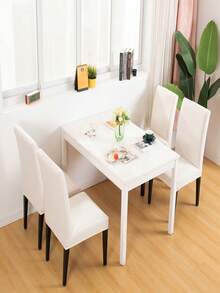 1pc Milk Silk Plain Color Series Simple INS Style Full Coverage Chair Cover, Waterproof And Anti-Stain, Suitable For Daily And Holiday Events, All Season - White - View 6