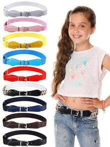 儿童可调节松紧腰带 儿童幼儿腰带 针扣腰带 适合女童，30-65 厘米（纯色和豹纹） - 均碼 - 查看 1