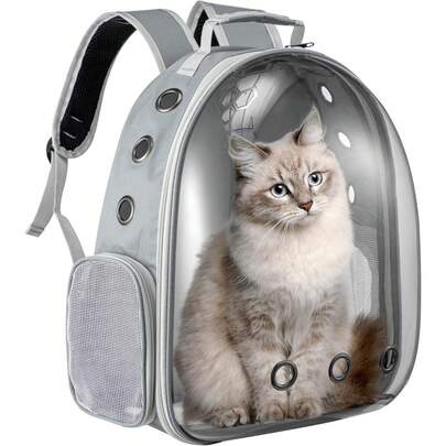 yorking Transparent Cat Carrier Backpack With Space Capsule Dome – Hard-Shell Pet Travel Backpack With Breathable Mesh, Padded Straps & Clear Window For Cats And Small Dogs – Ideal For Hiking, Vet Visits & Outdoor Adventures