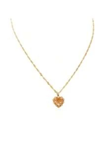 1pc CZ Fully Studded Heart Pendant Necklace, Women Unique Minimalist Choker Necklace