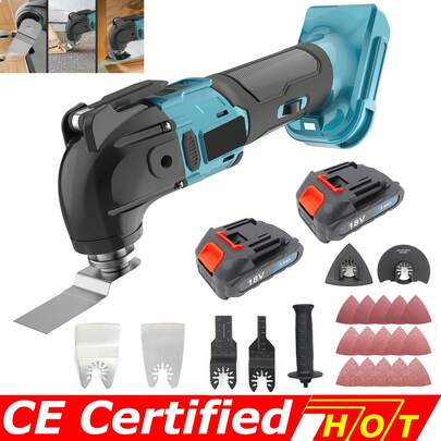 Akku-Multifunktionswerkzeug, Ersetzen für Makita,mit 2 x 3000mAh Akku, 21 tlg Zubehör Variable Geschwindigkeit und 4° Oszillationswinkel 18V Bürstenmotor Oszillierend zum Schneiden Entfernen