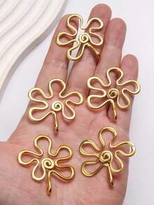 5pcs Hollow Floral Charm Alloy Pendant DIY Jewelry Accessories - Silver - View 3