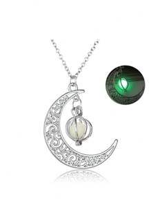 1 pièce Collier ras-de-cou en alliage lumineux en forme de lune et de citrouille, une création idéale pour les fêtes, convient pour le port quotidien, les festivals, les soirées et les cadeaux, pour hommes et femmes
