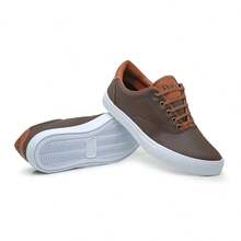 Men's Polo Boxster Casual Sneakers Lace-Up Sneakers Flat Sole Round Toe Casual Dress Shoes - 咖啡棕 - 查看 2