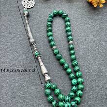 1 件 45 颗珠子绿色陶瓷玻璃中国结 Tasbih 手链，适合女性日常佩戴