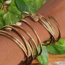 5PCS/10PCS Retro Boho Stackable Bracelets, Golden Cuff Bracelets For Women Men Daily Party Holiday Jewelry Gift