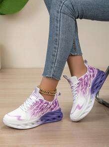 Women's Colorful Gradient Lace-Up Thick Sole Casual Sports Shoes, Comfortwable, Breathable, Shock-Absorbing, Suitable For Outdoor, Running, Fitness, Walking. A Great Gift For Christmas, New Year, Valentine's Day