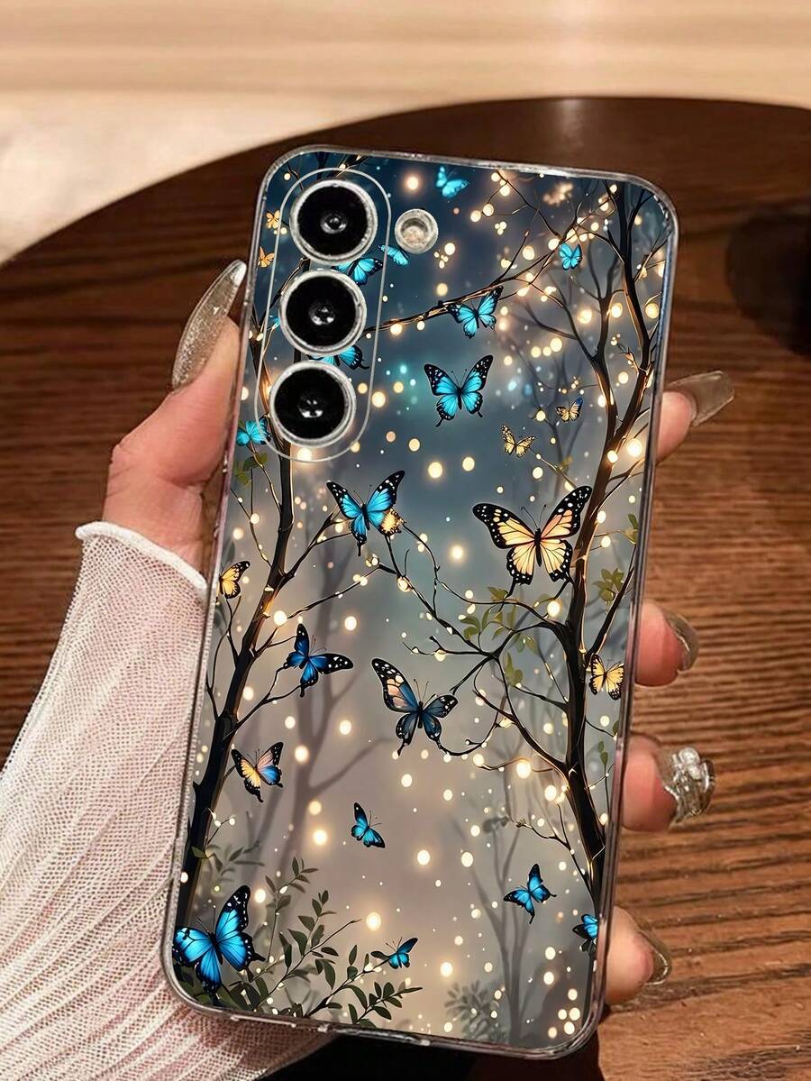 1个森林蝴蝶透明软手机壳，兼容三星Galaxy A04e/12/A13/A14/A34/A50/A52/A53/A54/S21/S22/S23/S24/S25/S25，超强防水防震防摔防刮，国际版，非国内版 - 無色 - 查看 1