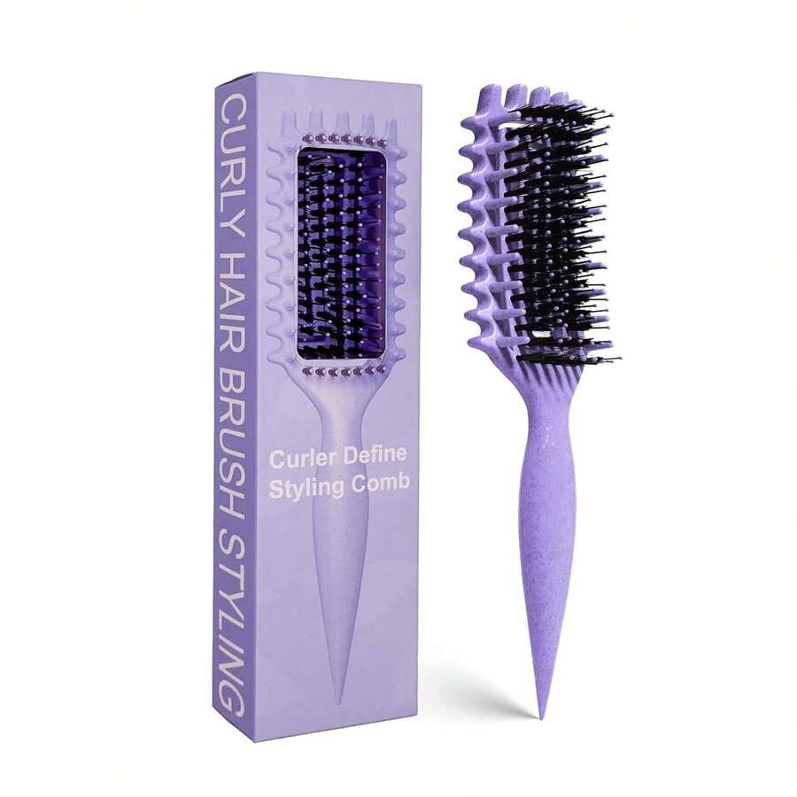 Curly Hair Brush Candybrush Curl Defining Brush Detangling Shaping And Defining Curls Women, Men, Wet & Dry Hair (Purple) - Matte Pink - 查看 1