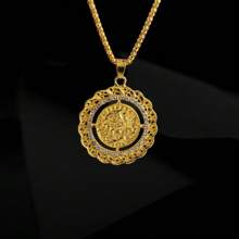 1 pieza Collar colgante de moneda dorada vintage, lujoso, exquisito y único con circonita cúbica para mujer, para boda, uso diario, vacaciones, festival de música, aniversario, regalo de pareja, regalo para ella