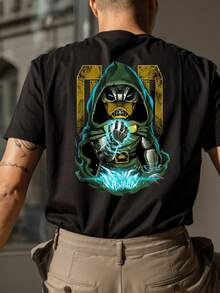 Playeras de hombre 100% algodón con estampado de alta calidad, perfecta para el día a día informal o como regalo para eventos, en blanco y negro, cómoda y suave. - Negro (parte posterior) - Ver 1