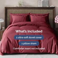 Cover Queen Size Set - Extra Soft Queen Size Duvet Cover 90 X 90 With 2 Pillow Shams - Hotel Luxury Easy Care And Fade Free W/ Zipper Closures & Ties - Breathable Bedding Set (Light Sage Green) - 28 - 勃根地酒紅(無棉被) - 查看 2