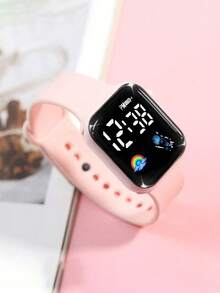 6-In-1 Elegant Girl Square Digital Display, With Rainbow LED Screen, Sparkling Diamond Heart Necklace, Bracelet, Earrings And Ring, Perfect Gift For Parties, Trips, Celebrations, Halloween, Christmas, Back To School, And Gifts For Friends And Family - Multicolor - View 13