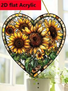 1pc Sunflower Acrylic Sun Catcher - Colorful Glass Window Hanging Decor, Suitable For Christmas, Mother's Day, Birthday, Thanksgiving, Fall, Housewarming Gifts, Indoor And Outdoor Use