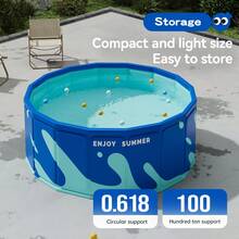 1pc Large Inflatable Round Swimming Pool, Portable Home Use Pool, Easy Setup No Installation Required, Suitable For Yard, Lawn, Terrace Leisure Swimming In Summer - Blue - View 6