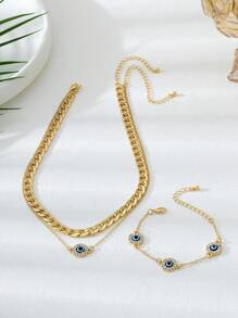 Conjunto de 3 peças de colar com pingente de demônio criativo e moderno + conjunto de joias com corrente para óculos, adequado para mulheres, festa/casamento/viagem, presente de feriado