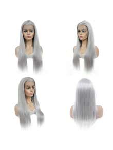 180% Density Grey Color Straight Wig 13x4 Transparent Lace Front Wigs Grey Bone Straight Human Hair Wigs Gray Brazilian Straight Hair Pre Plucked - Grey - View 3