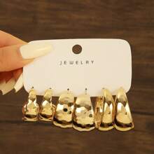 3-9 Pairs New Arrival ABS Resin&CCB Exaggerated Gold C-Shaped Water Drop Personalized Fashion Earrings Set