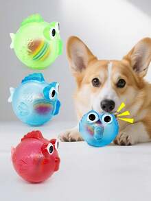 1pc Pet Chewing Squeaky Toy, TPR Goldfish Design Dog Teething Toy, Puppy Chew Toy - Multicolor - View 1