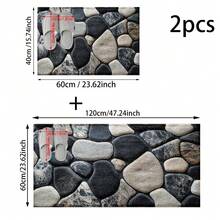 1套/1件/2件仿真石纹浴室防滑垫，仿羊绒材质，蓬松毛绒装饰，适用于浴室、门口、厨房、房间等场合，可机洗，日常装饰，可作为礼物赠送