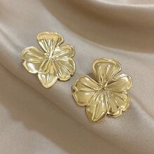 1 Cặp Hoa tai đinh tán lá cá nhân Hoa tai đinh tán vàng lớn cho phụ nữ Hoa tai thép không gỉ cho tiệc hàng ngày Quà tặng trang sức sinh nhật - Lá - Xem 15