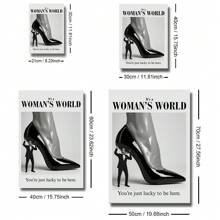 1 Stück rahmenloses Segeltuch Wandbild im Vintage Stil mit Frauenmotiv, schwarz-weiß High Heels, Girl Power Ästhetik, Deko für Wohnung, Büro, Schlafzimmer, moderne Heimdekoration