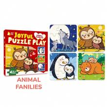 36 块/盒儿童拼图玩具,包含彩色卡通车辆、太空、恐龙、动物家族、圣诞节等多个主题,可培养专注力的早教玩具,儿童玩具,儿童派对礼物,教具,男孩游戏,女孩游戏,学校用品,儿童生日礼物,毕业礼物 - 彩色 - 查看 4