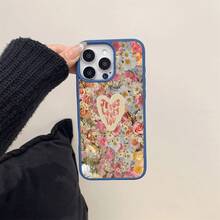 The Latest Aesthetic Transparent Macaron Magnetic Phone Case In 2025, Featuring A Flower Heart Jesus Pattern. Made Of Acrylic, It Is Shockproof And Drop-Resistant. It Is Applicable To Mobile Phones 16 15 14 13 12 11 Pro Max Plus And Can Be Given To Family Members/Friends/Best Friends - 藍色 - 查看 2