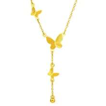 Colar feminino com borla de aço inoxidável 18 borboleta dourada antiga, delicado, versátil, nicho leve, luxuoso, corrente de clavícula - Dourado - Visão 4