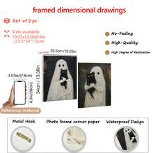 2 件万圣节墙壁艺术、万圣节乡村家居装饰、万圣节装饰、鬼魂万圣节绘画、复古鬼魂绘画、复古风格、万圣节帆布印刷品、墙壁艺术、海报、带框架的墙壁艺术、房间布置、墙壁艺术、房间装饰美学、复古装饰、客厅墙壁艺术 - 帆布上（可选框架）帆布（框架） - 彩色 - 查看 8