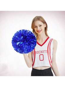 2 件/套啦啦队绒球，色彩鲜艳，更厚更密，带坚固的环，啦啦队比赛和派对用品，绒球舞蹈 - 彩色 - 查看 2