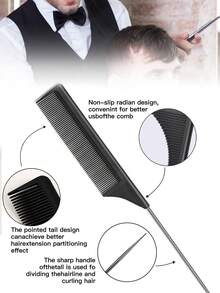 8/4/1 Stück Professioneller Spitzkamm, Steckkamm, Rattenschwanzkamm, Scheitelkamm aus rostfreiem Stahl, antistatische Haarbürste: Multifunktionskamm für normales Haar zum Entwirren, Haarstyling, Bonbonfarben, ideal für Friseure, Salons und Heimgebrauch, Haarbürste, Kamm, Haarpflege-Utensilien, für Friseur-Salon, Schönheit - Hellgrau - Übersicht 6