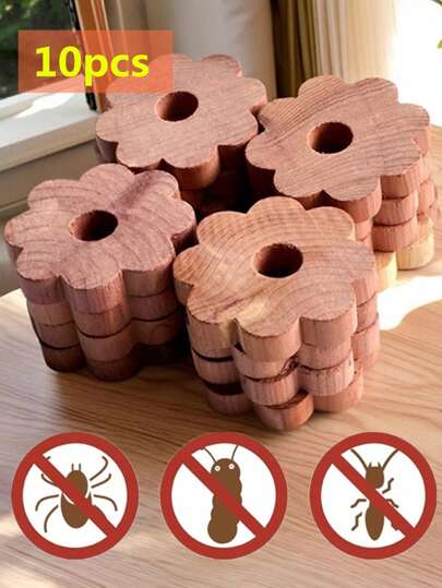 5pcs/10pcs 100% Natural Cedarwood Rings, Moth Repellent Sachets, Cedar Oil Moth Repeller, Anti-Moth, Anti-Ant, Suitable For Wardrobes, Drawers, Storage Boxes, Shoe Cabinets, Natural Deodorizer, Insect Repellent, Anti-Mold, Anti-Odor