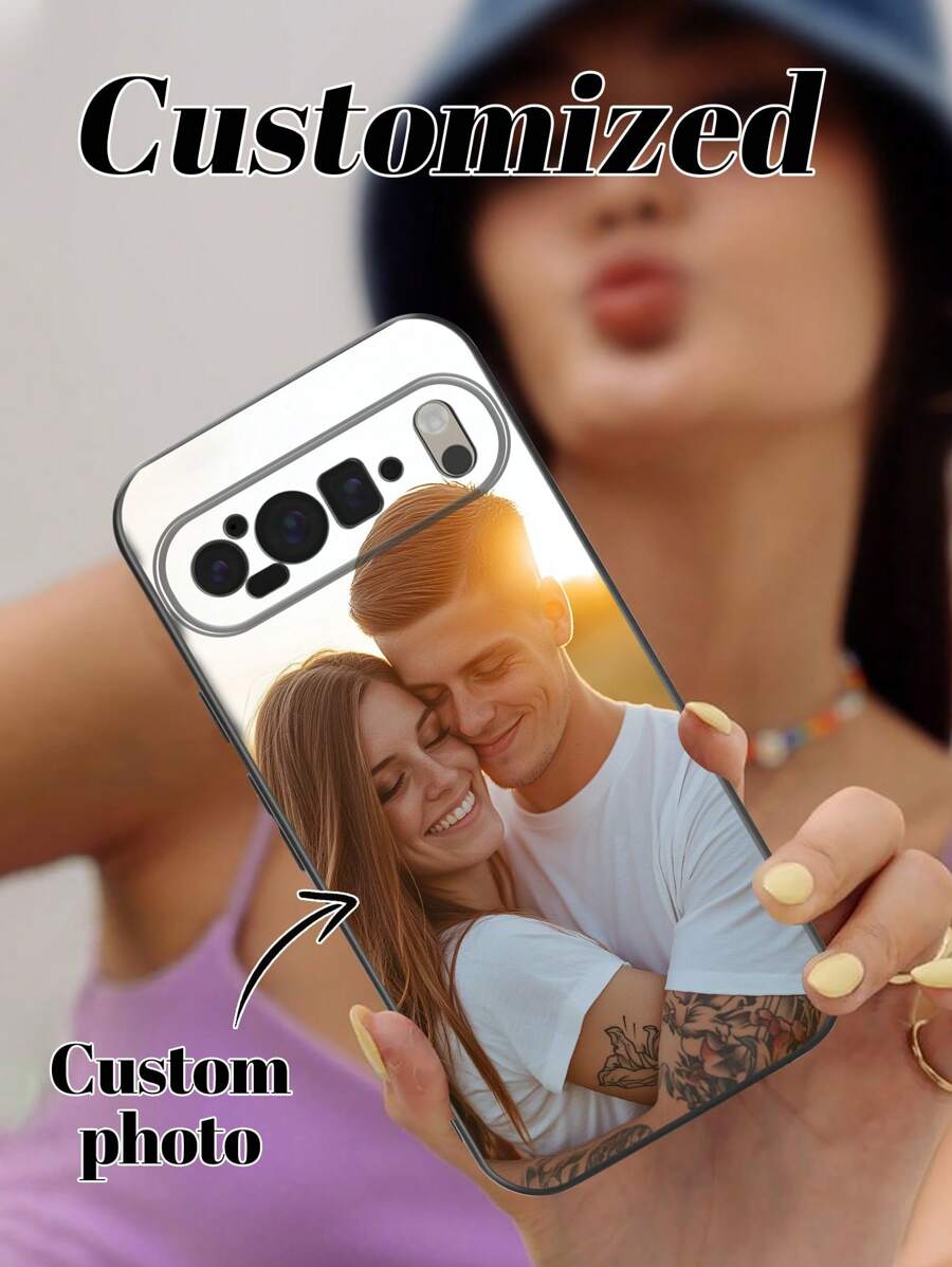 1pc Customized Picture Transparent Protective Phone Case For Pixel 9 Pro/9 Pro XL/9A/Pixel 8 Pro/7 Pro XL/6A Series Couples Phone Covers, Floral Pattern, Fashionable, Colorful, Match Phone Case, Contract Customize, Personalized, Unique, Ideal Custom Gift For Boyfriend