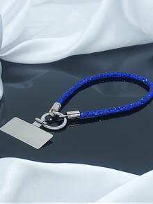 1 pieza Lujosa cadena de teléfono móvil con brillos y cristales, colgante de rhinestone, correa de muñeca para todos los modelos de teléfono, correa para smartphone, accesorio antifugas de alta gama - Plateado - Ver 8