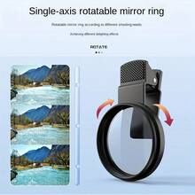 Smartphone Auxiliary Camera 52mm Clip On CPL Phone Camera Lens Filter Ultra Thin Circular Polarizer Filter For Smartphones Enhances Color Saturation And Reduces Glare Portable And Detachable Compatible With All Smartphones Polyester Material Smartphone Camera Accessories Fashionable Design High Quality Structure Gift For Women - Black - View 5