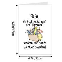 Eine lustige deutsche Vatertagskarte - Papa, du bist nicht nur ein Hammer, du bist die ganze Werkzeugkiste. Eine humorvolle DIY-Themenkarte für Väter, Stiefväter und Pflegeväter von Söhnen, geeignet für Geburtstage, Thanksgiving, Halloween, Weihnachten und das Oktoberfest in München