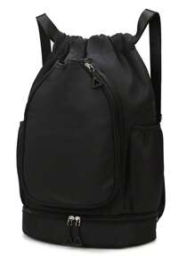 1 pieza Mochila deportiva con separación de húmedo y seco, cierre de cordón, material de nailon, adecuada para natación, playa, vacaciones de verano, puede contener baloncesto, raqueta de bádminton, etc.