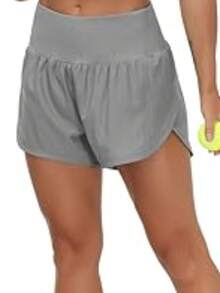 Women's High Waist Yoga Shorts - Contrasting Color Edge Design, High Elasticity Breathable Fabric, Machine Washable Four Seasons Fitness Shorts, Suitable For Running And Fitness, Sports Style, Full Coverage - 灰色 - 查看 5