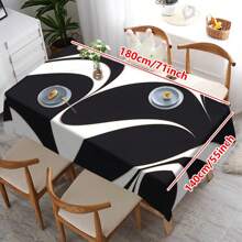 1/20 Stück Schwarz-Weiß Tischdecken, rechteckige Speise- und Kaffeetisch Tischdecken, 3D Optische Effekte, 2D bedruckte Tischdecken, Hochzeitstisch Dekorationen, Heim Dekorationen, geeignet für Picknicks, Camping, Hochzeiten, Geburtstagsfeiern