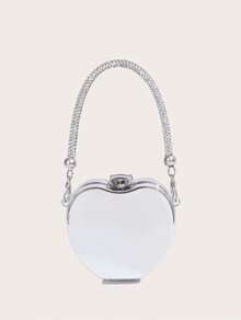 Luxury Diamond Inlay Apple Shape Crystal Clutch Purse Evening Wedding Party Shoulder Bag Handle Rhinestone Mini Handbags