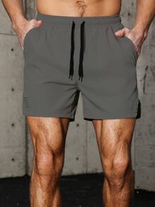 Pantalones cortos deportivos para hombres de secado rápido y elásticos con múltiples bolsillos para actividades al aire libre