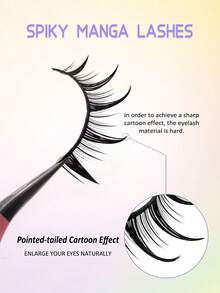 Asiteo 5 Pairs Cartoon Style False Eyelashes, Lightweight & Fluttery Anime False Lashes, Natural Makeup Effect, Fluffy Spiky Doll Lashes, Cartoon Eyelashes - 尖尾漫畫款 - 查看 4