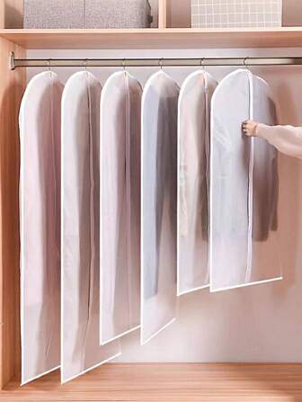 1 pièce Étui anti-poussière pour vêtements semi-transparent avec fermeture éclair, 1 pièce Organiseur de placard semi-transparent simple et pratique pour manteaux, costumes, vêtements en coton. Sac de rangement suspendu anti-poussière et imperméable