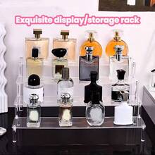 1个亚克力展示架/储物架/物品收纳架/房间装饰/家居装饰/房间装饰用品。可存放或展示香水/口红/手表/太阳镜/手柄/小娃娃等。适用于卧室/客厅/厨房/浴室/书桌等。 - 透明色 - 查看 2