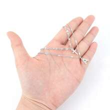 2 件套简约复古密镶锆石字母十字架吊坠银色唇链颈链不锈钢多层项链女款