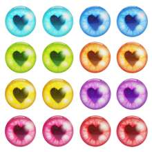 40Pcs Glow In The Dark Cute Eyes Cabochons Mixed Colors Heart Pattern Flat Back Glass Eyes For DIY Crafts, Jewelry, Toys